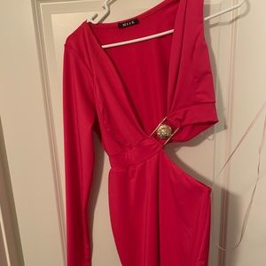 One sleeve hot pink cut out mini dress!!